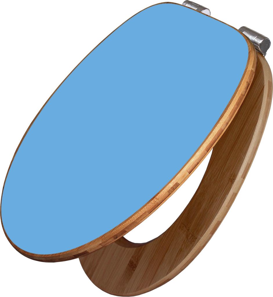 banjado Design WC Sitz Bambus Absenkautomatik -Pastellblau - Toilettendeckel mit Absenkautomatik Holz/hochwertiger Bambus Klodeckel/WC-Sitz für al...