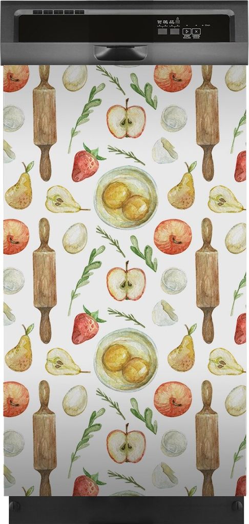 Aufkleber sticker 45x80 cm Dekorative folie Spülmaschine - Äpfel Birnen Eier Erdbeeren