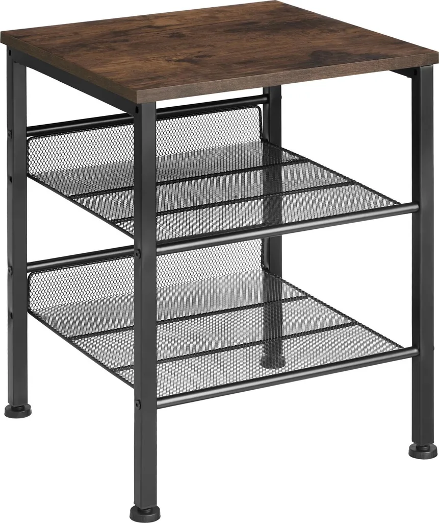 Table de chevet industrielle LINCOLN - Meuble de rangement bois foncé