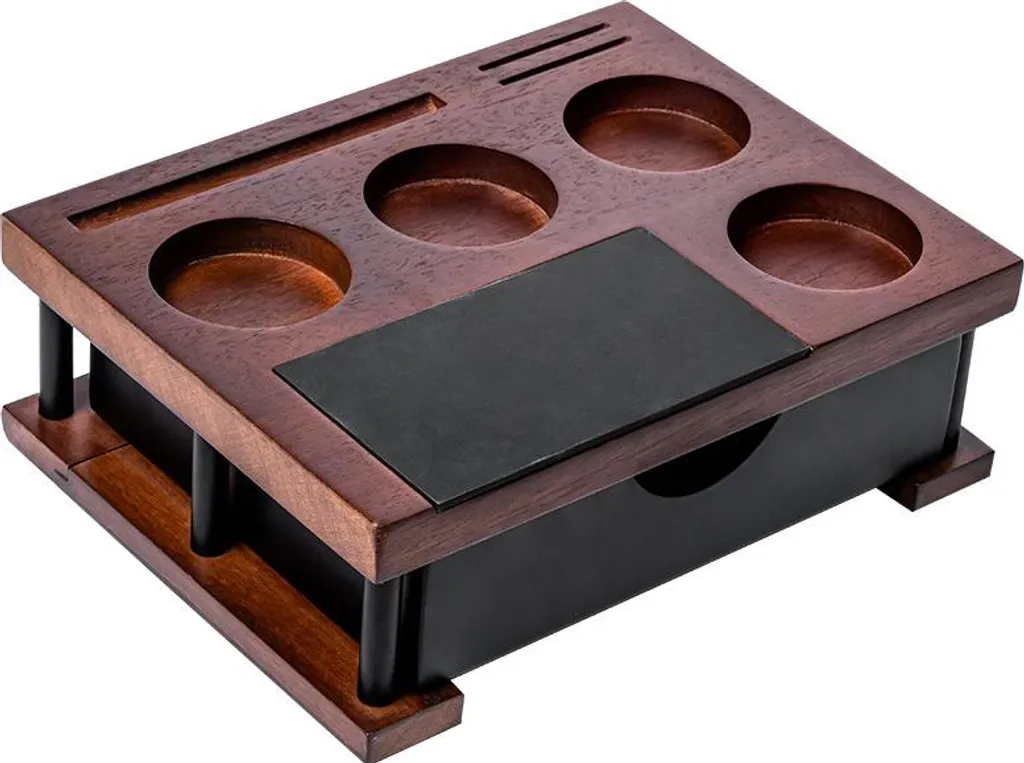 Organiseur à café Zimilo Premium en bois et inox - Station de barista
