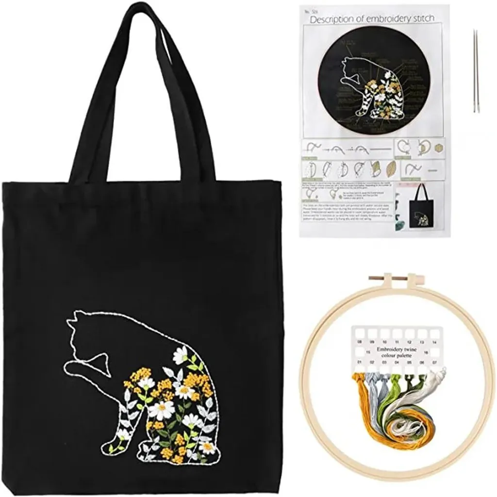 Kit DIY Broderie Sac Fourre-tout - Activité Créative Kit complet x3
