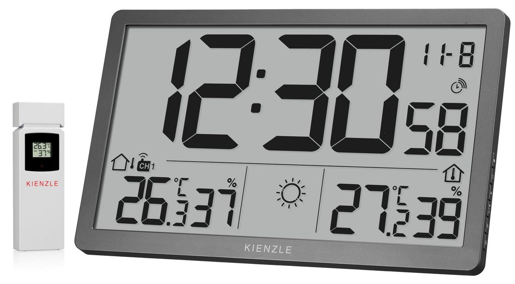 Orologio da parete Kienzle Jumbo NEO LCD, grigio, con Immagine del prodotto 