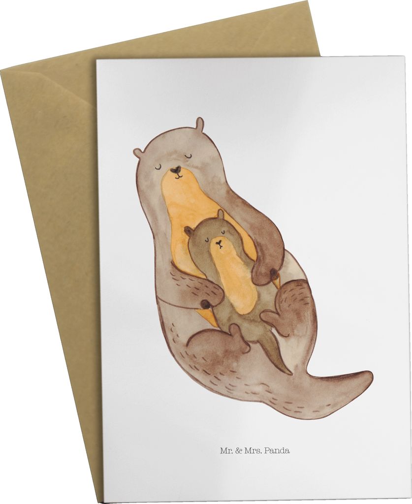 Mr. & Mrs. Panda babykarte Otter Kind - Weiß - Geschenk, Produktbild 