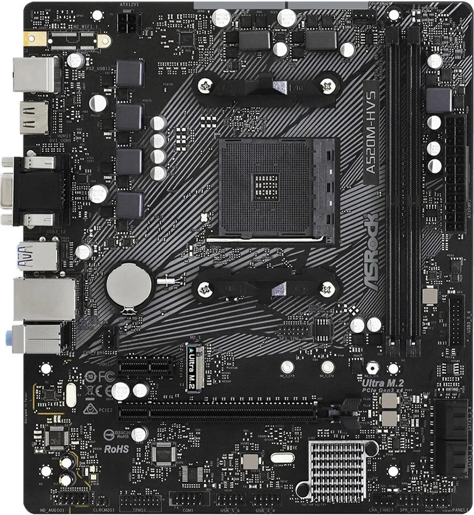 Asrock A520M-HVS Carte Mère Micro ATX Socket AM4 pour CPU AMD Ryzen
