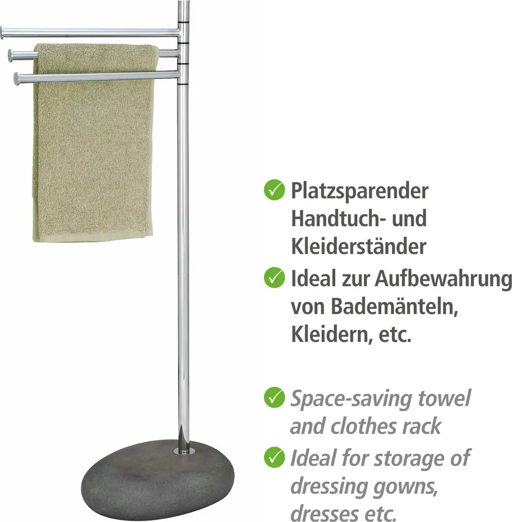 Support de Bain Indépendant WENKO PEBBLE pour Séchage Rapide Serviettes - 3