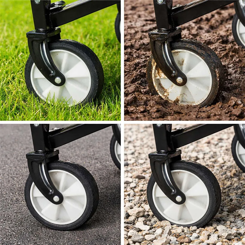 Chariot pliable grande capacité avec structure renforcée et rangement