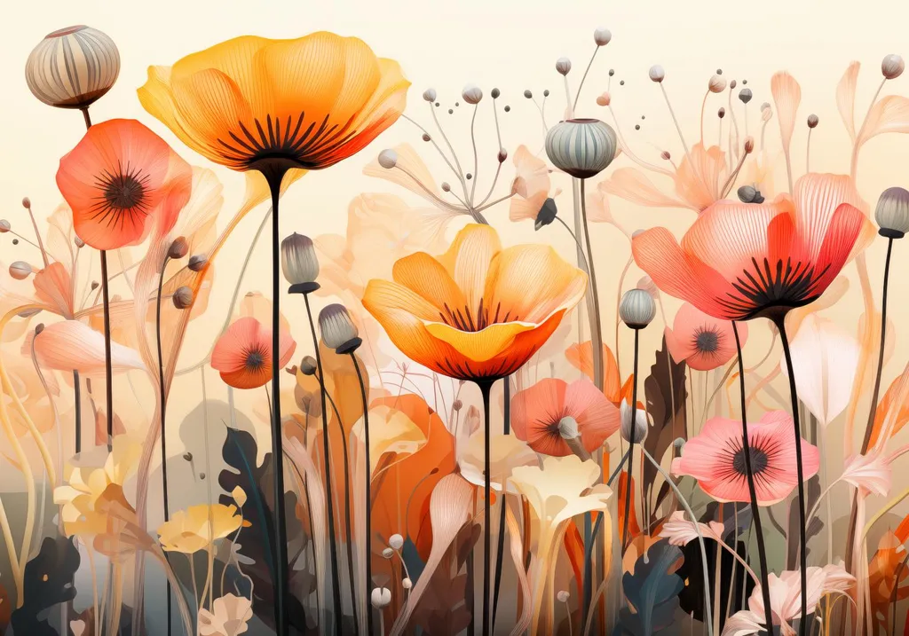 Poster Artistico Danza dei papaveri 100x70cm - Regalo Arredo Emozione