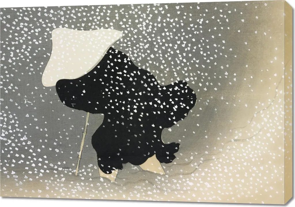 Quadro Giapponese Vintage Sekka 100x70: Neve e Design per il Salotto