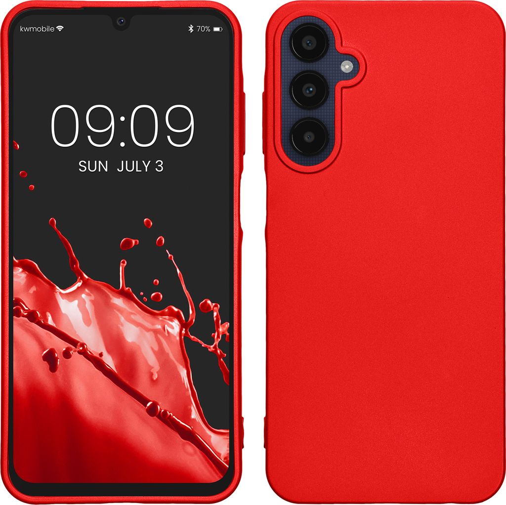 kwmobile Case kompatibel mit Samsung Galaxy A25 Hülle - Schutzhülle aus Silikon metallisch schimmernd - Handyhülle Metallic Dunkelrot