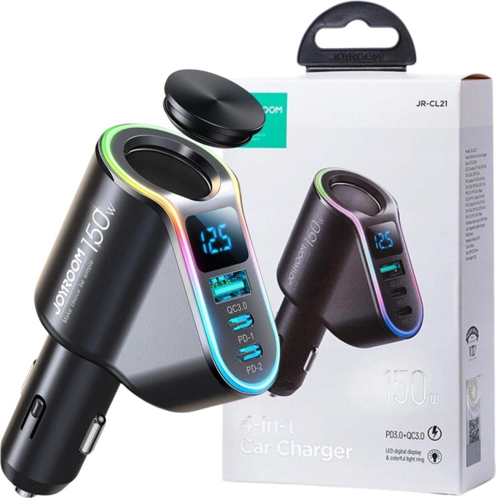 Joyroom Caricabatterie da auto veloce 4W1 Usb-A Qc3.0 / Immagine del prodotto 