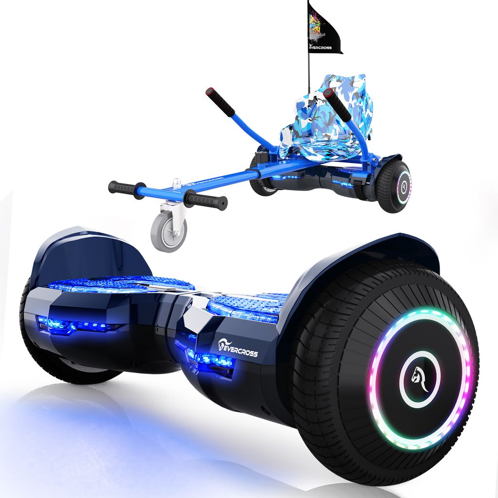 EVERCROSS TECH 6,5-Zoll-Hoverboard + Hoverkart | Mit Bluetooth und LED-Licht, App-fähiger selbstbalancierender Roller | Hoverboards für Kids und ...