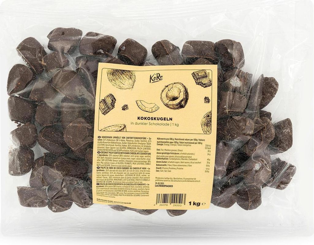 KoRo I Kokoskugeln in dunkler Schokolade 1 kg Produktbild 
