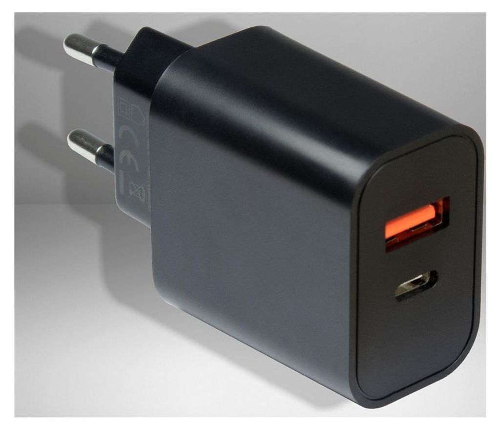 Ladegerät PD-2120, USB-C + USB-A Charger (schwarz, ohne Kabel, PD 3.0, QC 3.0, 20 Watt)