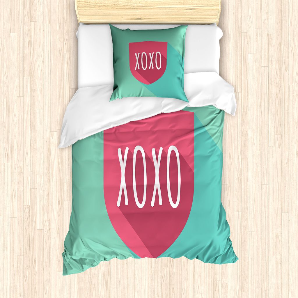 ABAKUHAUS XOXO Bettbezug Set für Einzelbetten, Guard Kuss Abkürzung, Milbensicher Allergiker geeignet mit Kissenbezug, 135 cm x 200 cm - 80 x 80 ...