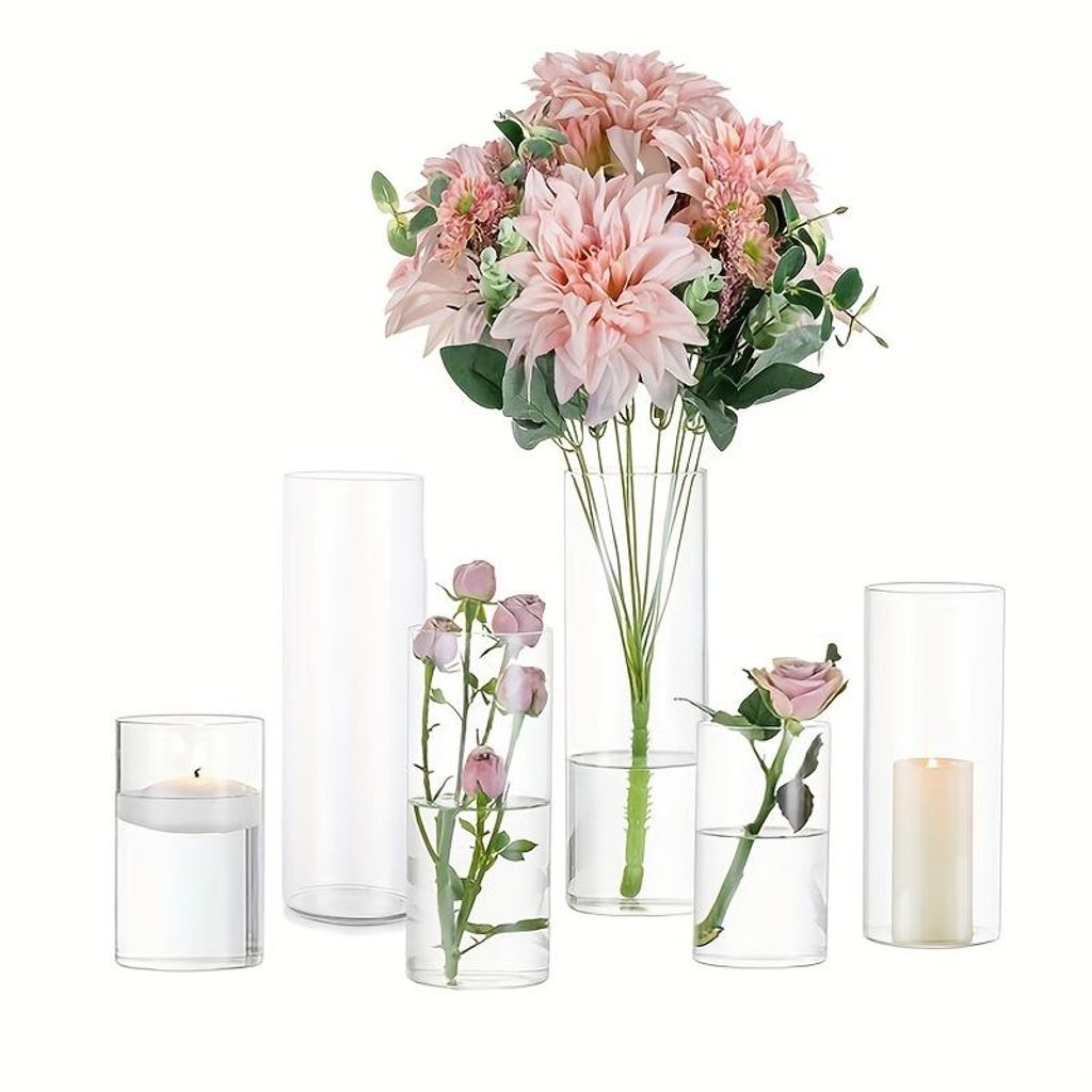 6 pièces de verre Vase rond, vase décoratif, fait à la main Image du produit 