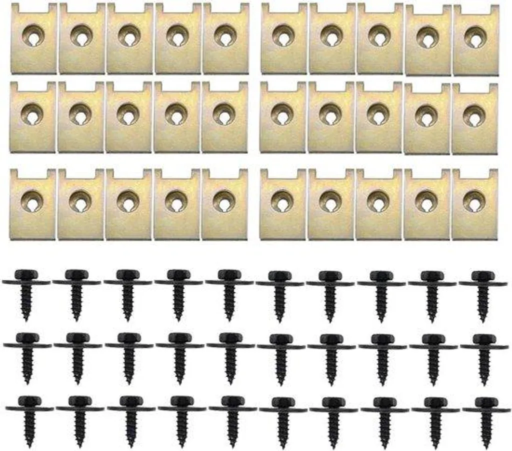 Vis à sertir six pans et clips de carrosserie en acier zingué - 60 pcs