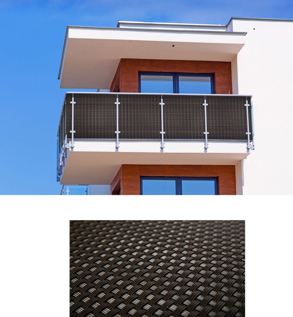 Polyrattan PVC privacy-schermmat, 300x100 cm. Productafbeelding 