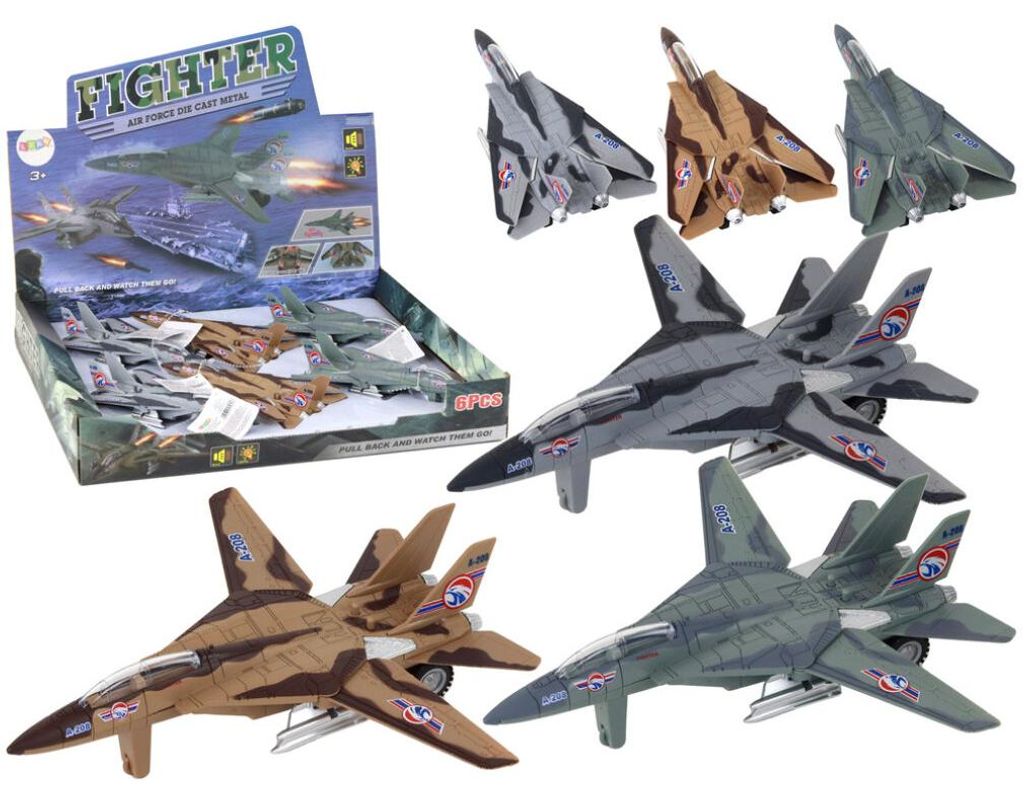 Lean Toys Militärflugzeug-angetriebener Kampfjet Moro Lights Sounds Mix