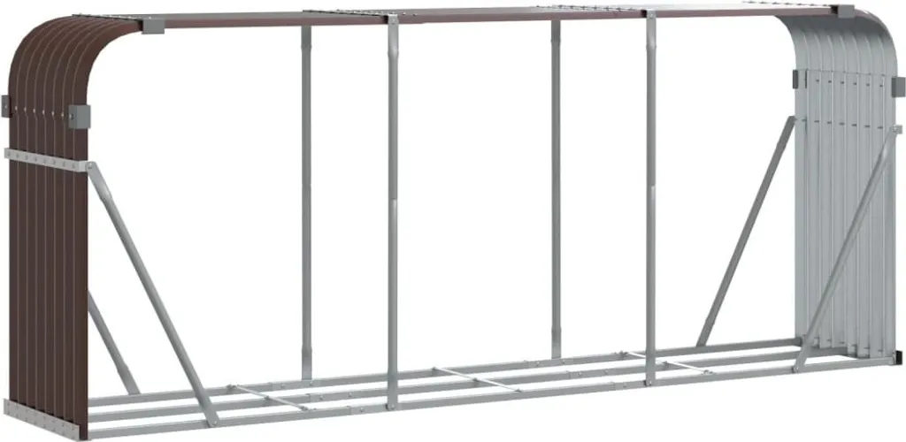 Portalegna Professionale vidaXL 234x45x100 Acciaio Zincato Marrone