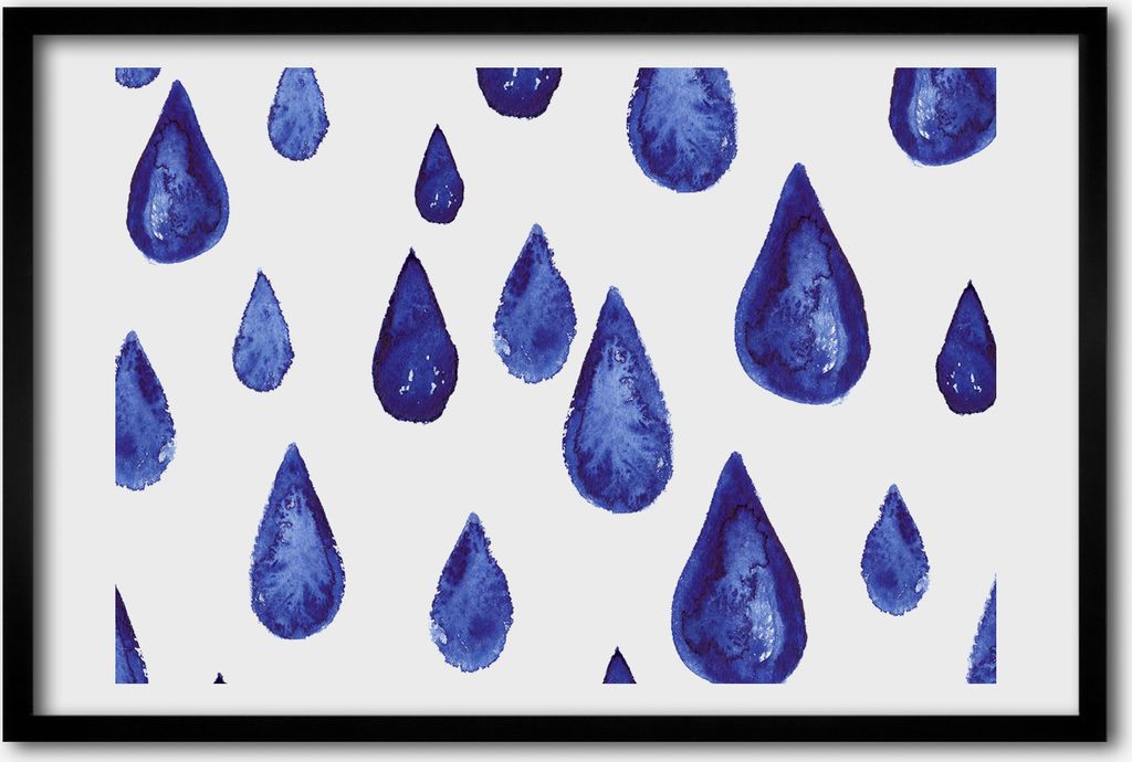 Bild 60x40 MDF-Rahmen, Wandkunst blauer Tropfen