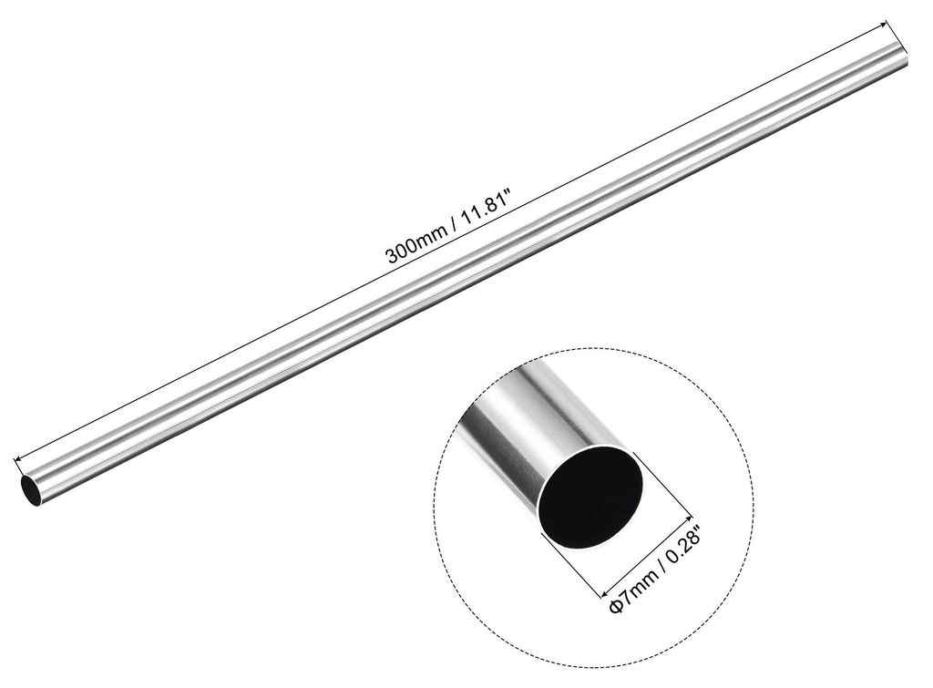 304 Edelstahl Rohr 7mm Au?endurchmesser, Nahtlose Gerade Rundrohr 0.2mm Wandst?rke, Runde Edelstahlrohr 300mm L?nge, Industrie Pr?zision Metallrohr...