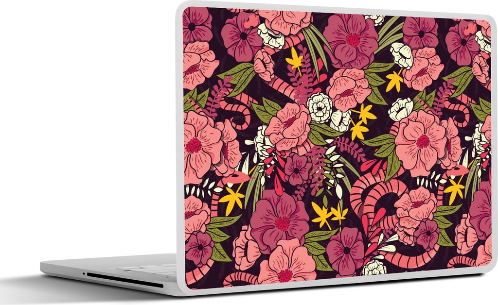 MuchoWow Laptop Aufkleber Sticker Cover Dschungel - Blumen - Muster 30x21 cm - Sticker für Laptop - Selbstklebend