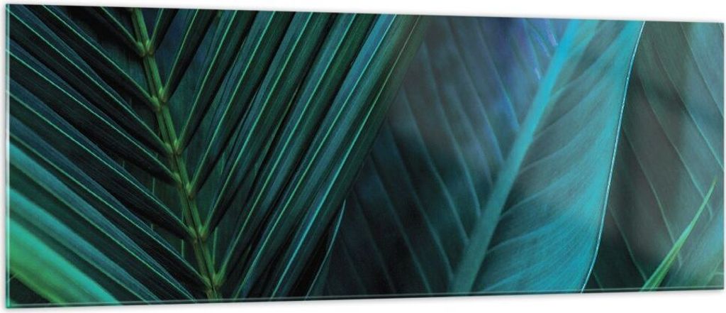 Bilder auf glas - Einteilig - Blatt Tropen Grün - 140x50cm - Glasbilder - Wandbilder - Bilder - zum Aufhängen bereit - Wanddekoration aus Glas - ...