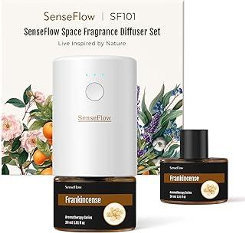 SenseFlow Aroma Diffuser für Ätherische Öle SF101 Pro, Wasserloser Ultraschall Duftstecker Raumduft, 100% pflanzlich Lufterfrischer, 120 Tage Ar...
