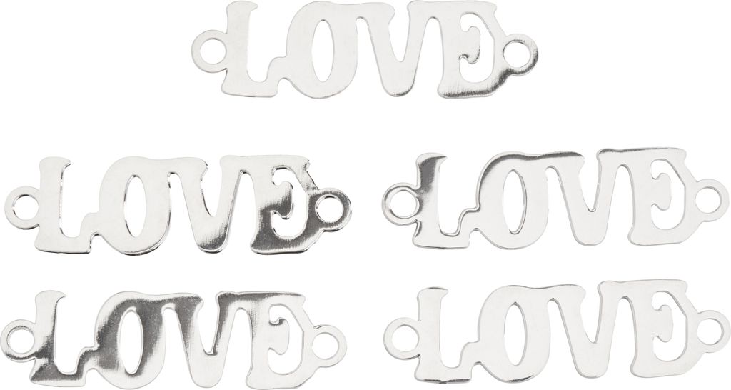 Verbinder "Love", 5 Stück Platin Produktbild 