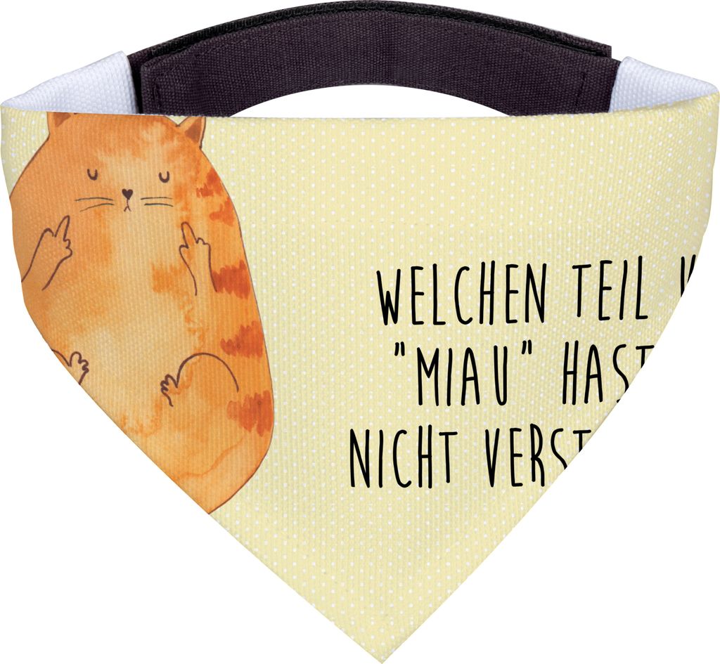 Mr. & Mrs. Panda Halstuch Katze Mittelfinger - Gelb Pastell - Geschenk, Mietze, Hundehalstuch, Hunde-Halstuch, Katzen, Hund, Kater, Cats, Hunde, Ca...