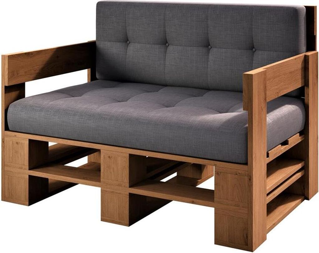 Lermowood Palettenmöbel Mp Sofa 120 x 60 x 40 cm Eiche | Europaletten Indoor und Outdoor Lounge Gartenmöbel Holz Gartenmöbel Set Lounge Möbel T...