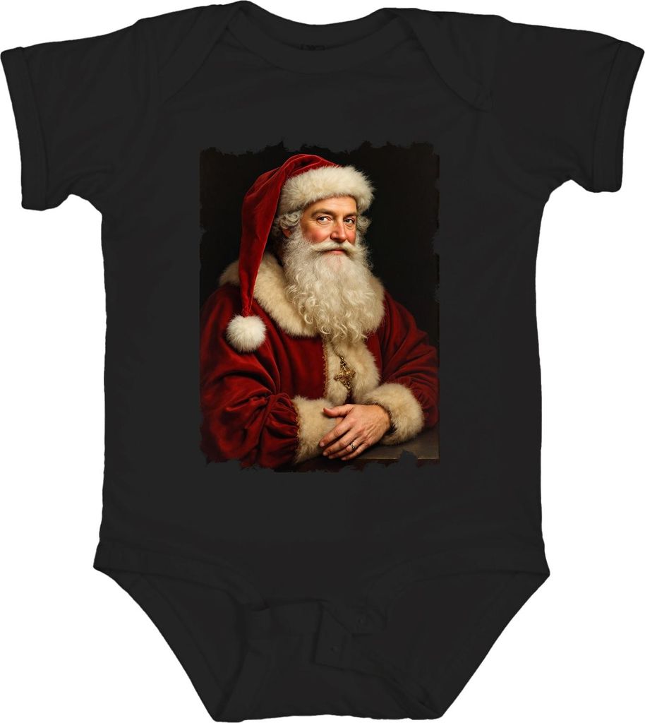 Weihnachtsmann Nikolaus Retro Portrait realistisch Bart festlich Unisex Baby Body, Schwarz, 12/18