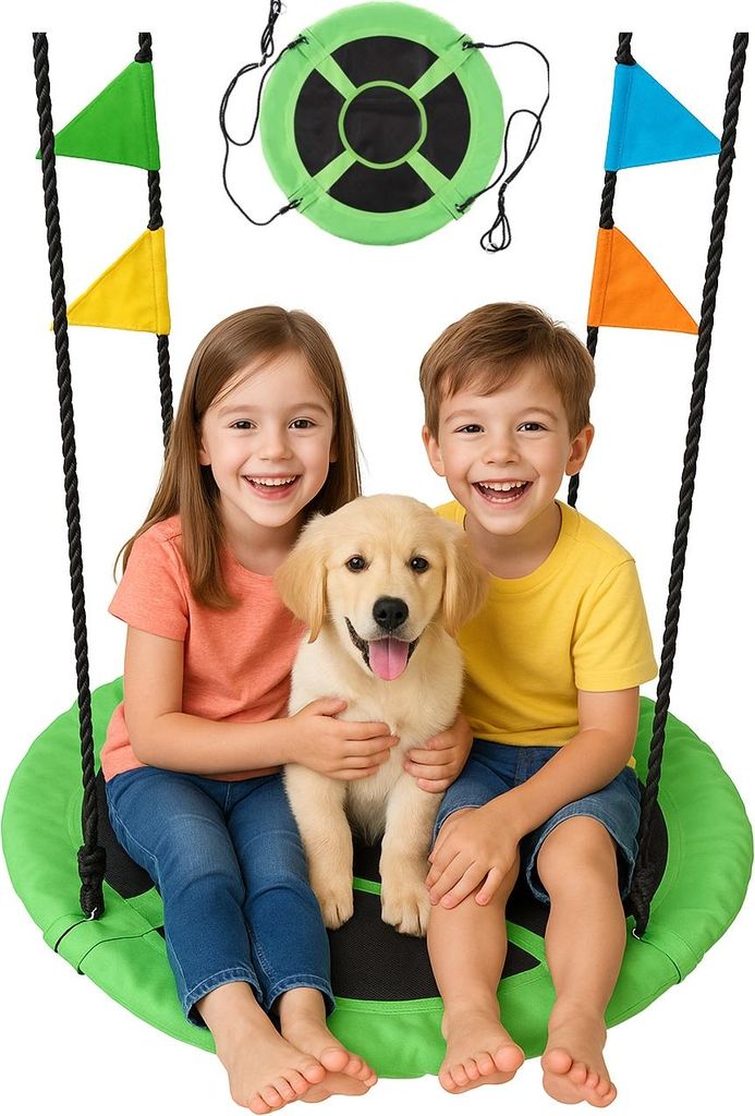 Ekspand | Nestschaukel BG-80 - 80 cm - Grün - Wetterfest, Belastbar, Spaß für Kinder