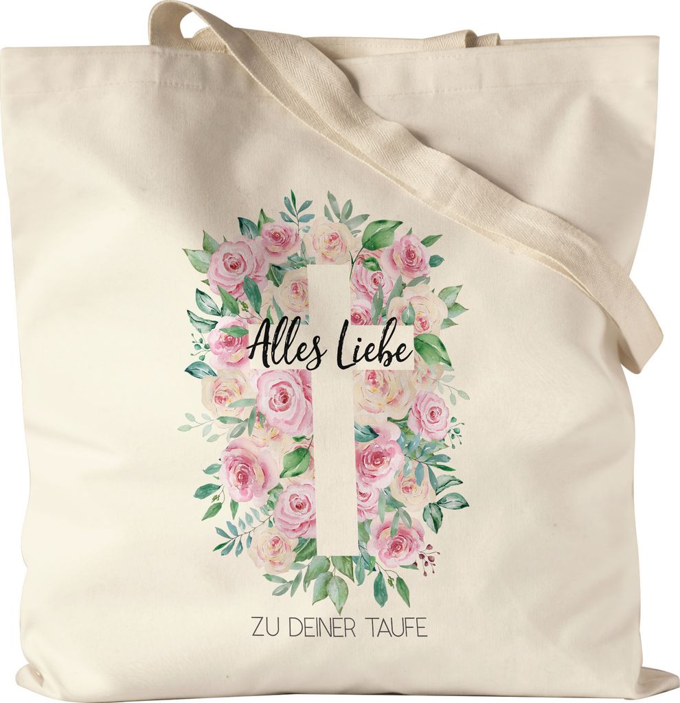 Alles Liebe zu deiner Taufe Jutebeutel Taufgeschenk Mädchen Patenkind Kirche