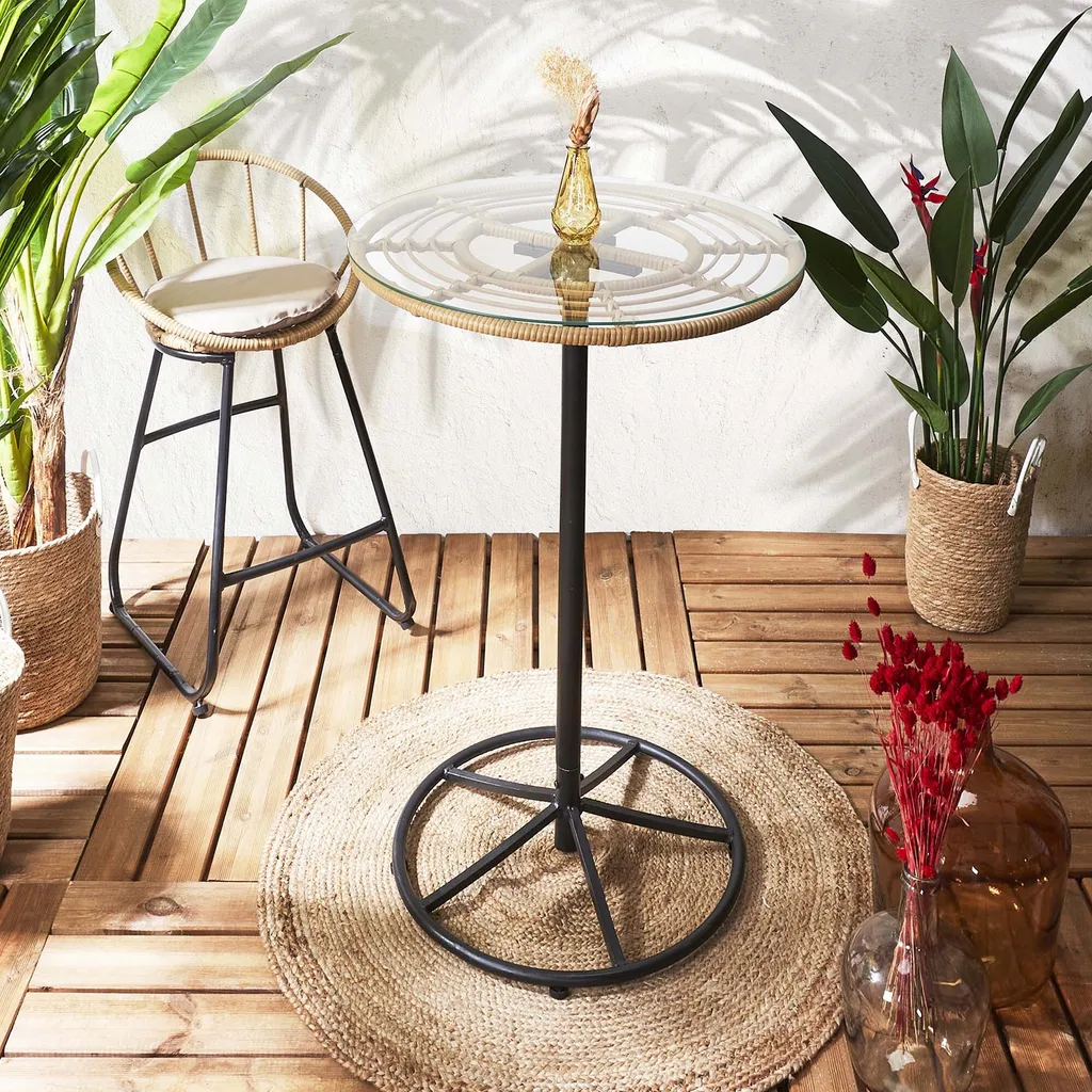 Table Haute Surabaya Style Bar pour Cuisine et Salon Contemporain