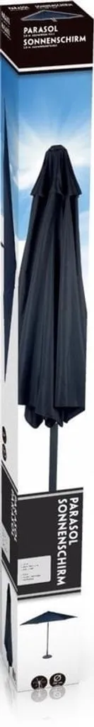 Parasol 207 x 300 cm noir avec manivelle - Structure métal durable