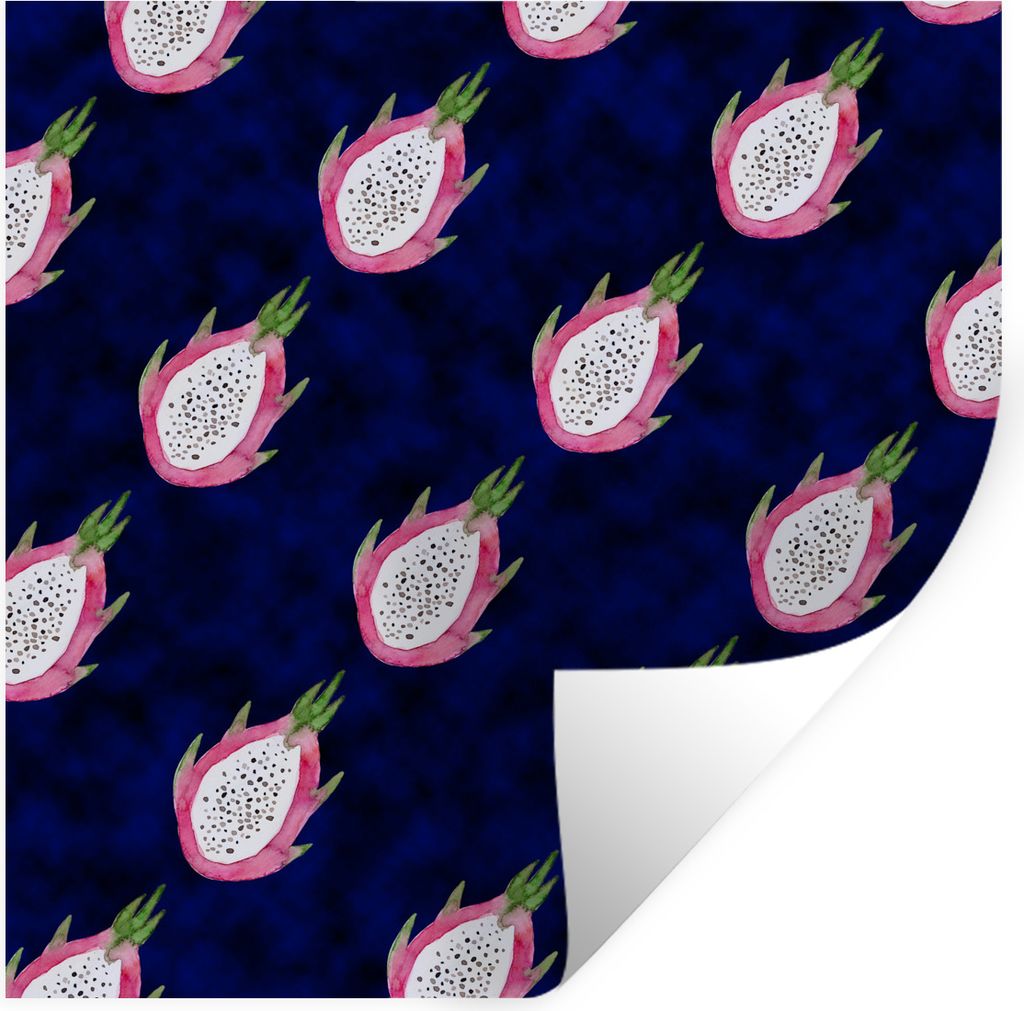 MuchoWow Wandtattoo Wandsticker Wandaufkleber Drachenfrucht - Obst - Tropisch 100x100 cm Selbstklebend und Repositionierbar - Wierderverwendbar -...