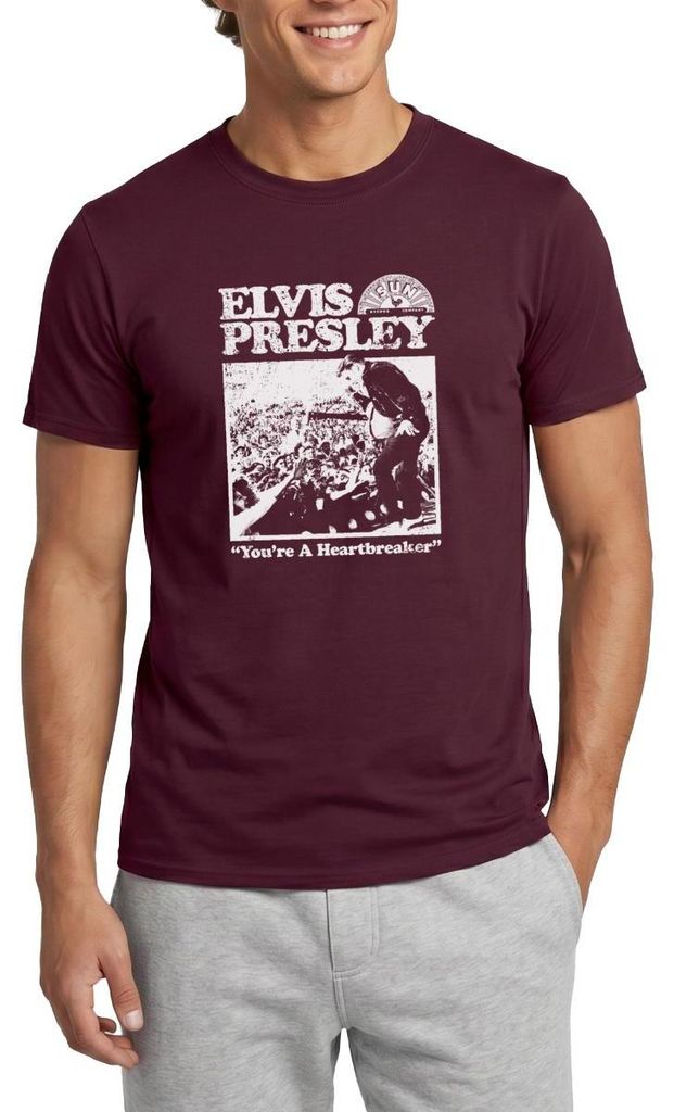 Spreadshirt Elvis Presley You're A Heartbreaker Weiß Männer T-Shirt, M, Ziegelrot