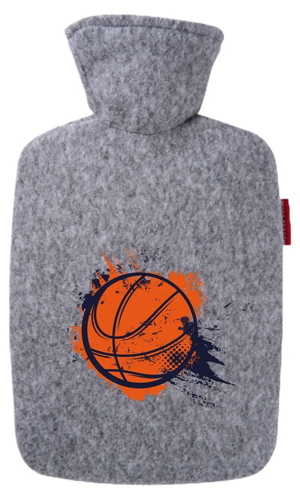 Huuraa Wärmflasche Basketball bunt 1,8 Liter Filz Classic Filzbezug Bettflasche Geschenkidee