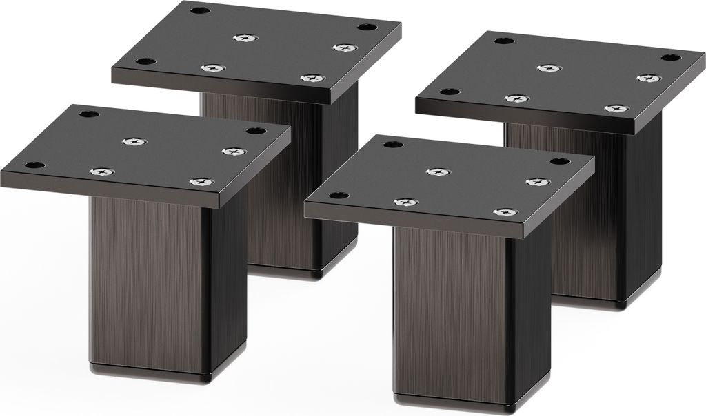 sossai Aluminium Möbelfüße MFV2 | 4er Set | Vierkant-Profil: 38 x 38 mm | Farbe: Schwarz | Höhe: 60mm