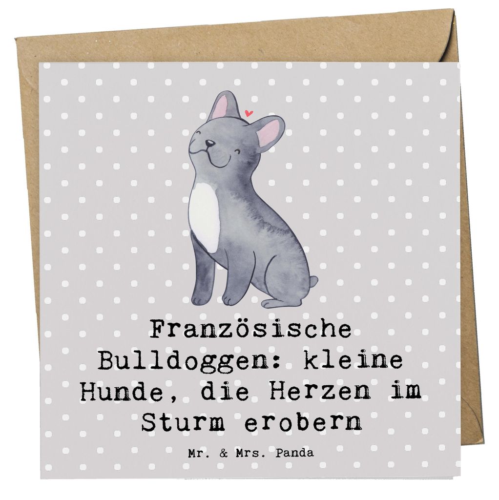 Mr. & Mrs. Panda Klappkarte Französische Bulldogge - Grau Pastell - Geschenk, Hunderasse, Bereicherung, Charakter, Hunderassen, Eigenschaften, dop...