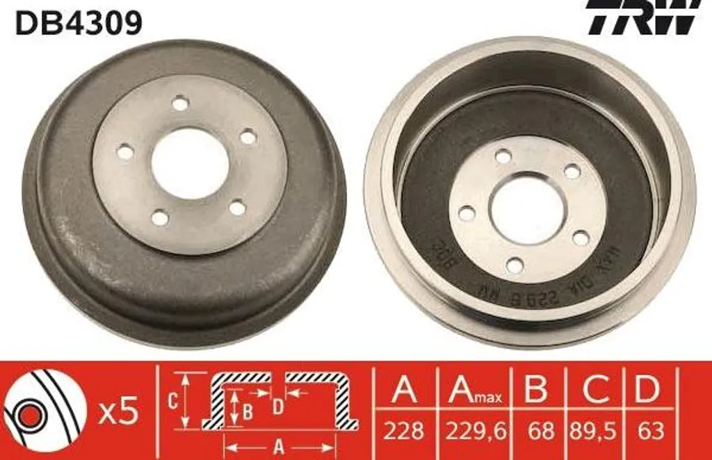 Tambour de frein arrière haute performance pour Ford Transit Connect