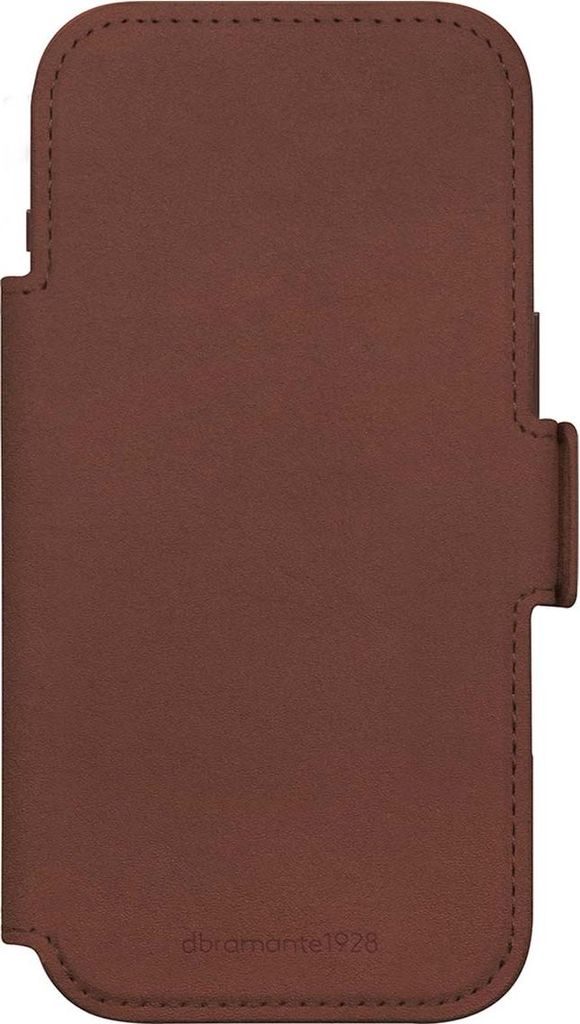 dbramante1928 Lynge - Flip-Hülle für Mobiltelefon - kompatibel mit MagSafe - genarbtes Leder - Dark Tan