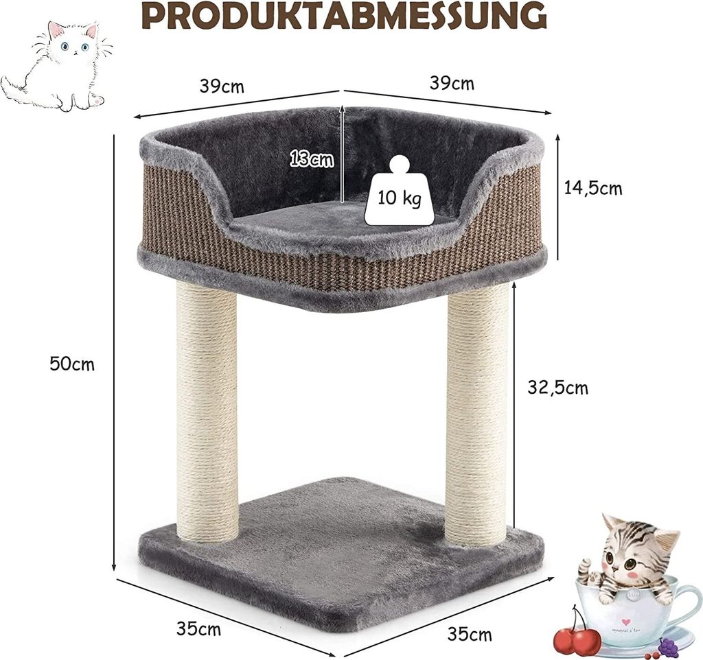 COSTWAY Kratzbaum klein 50cm, Katzenbaum mit großem Produktbild 6