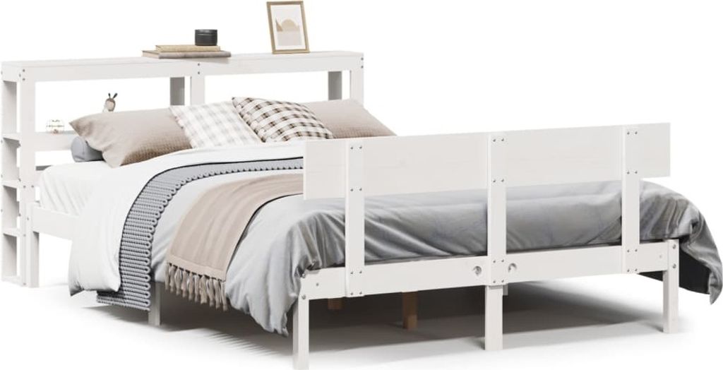 Maison Exclusive - Massivholzbett ohne Matratze Weiß 140x190 cm Kiefernholz