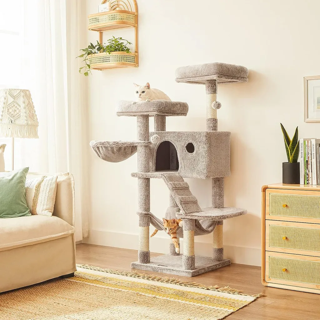 Arbre à chat design marron clair avec plateformes et niche douillette - 7