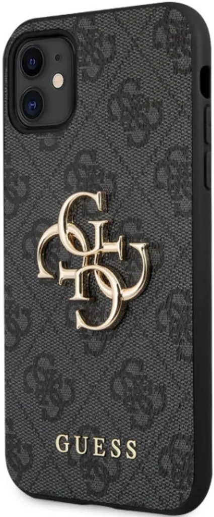 Housse de Protection iPhone 11 Guess Grise en Simili Cuir Texturé 4G