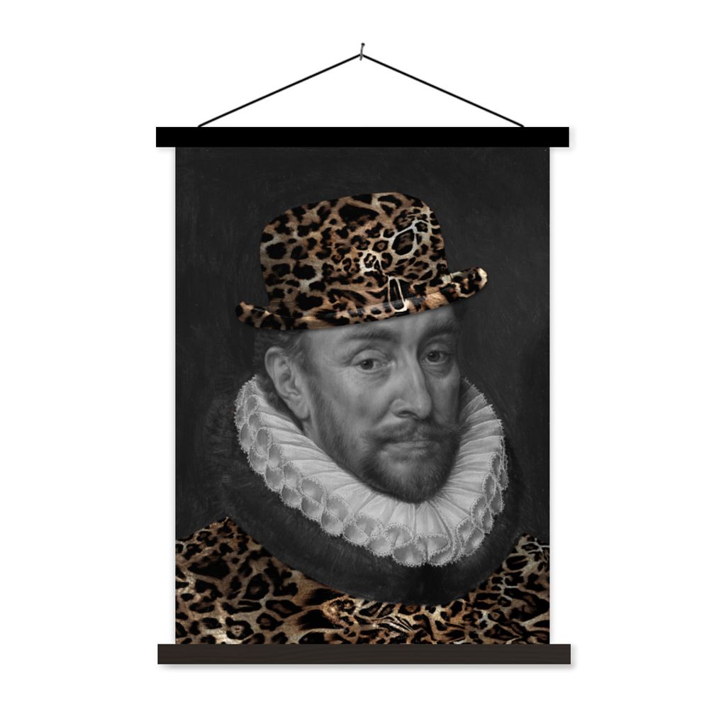 MuchoWow Textilposter Alte Meister - Wilhelm von Oranien - Panther 90x120 cm mit schwarzem Rahmen - Dekoration