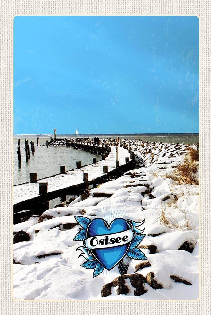 vianmo Holzschild 18x12 cm Ostsee Schnee Winterzeit Bildmotiv Reisemotiv Abenteuer Reisen