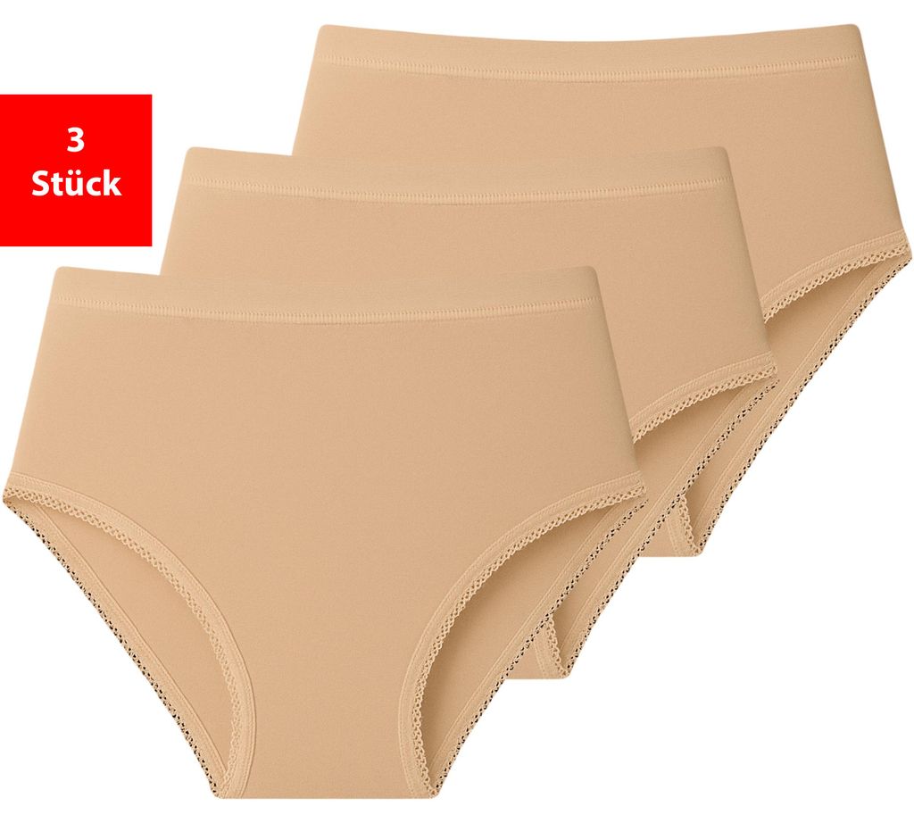 Taillenslip Damen Slip im 3 - 6er Pack Baumwolle Unterhose Schlüpfer Maxislip - Beige 48/50 3er